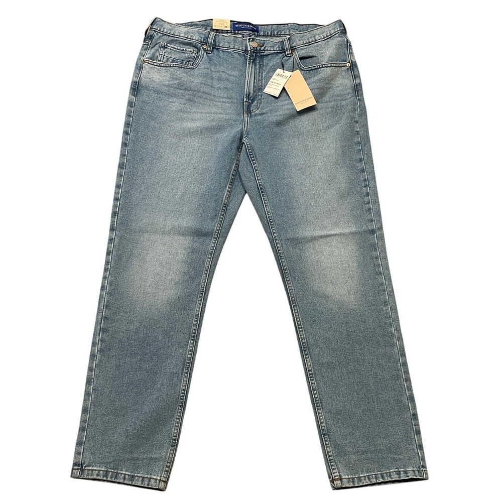 Scotch & Soda Clifton Straight Fit Light Wash Blue Denim Jeans 38x32 NEW